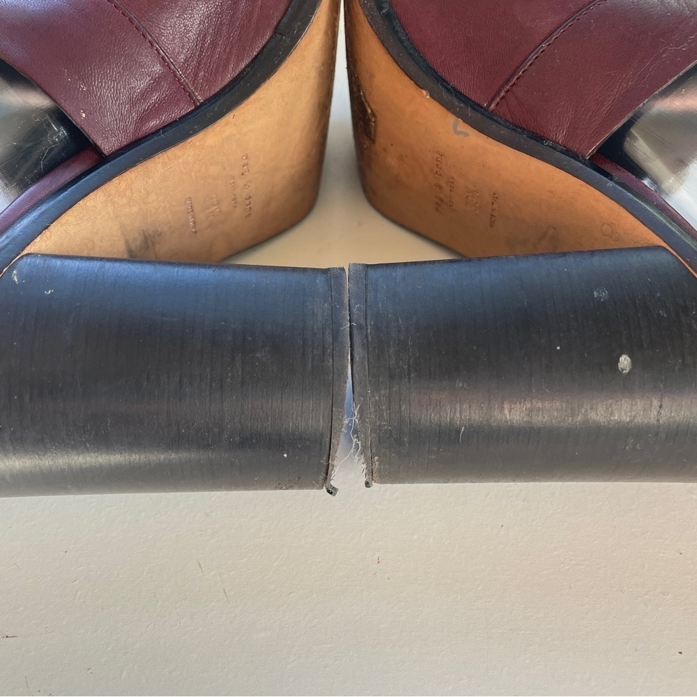 Rag & Bone Burgundy Leather Sandal Kora Block Heel Adjustable Straps 9.5 39.5 - Picture 7 of 12